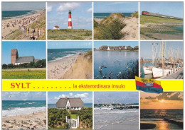 AKEO 78 Esperanto Card About Sylt Island (Germany) - Train - Lighthouse - Beach - Esperanto