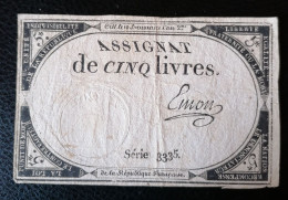 Assignat De 5 Livres. 10 Brumaire An II. Erreur Typographie. RARE. - Assignate