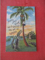 Black Americana       Alligator Chasing Man Up Tree.   Ref 6039 - Black Americana