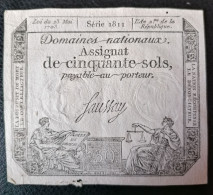 Assignat De 50 Sols. Loi De 23 Mai 1793.Erreur Typographie. Chiffre 9. RARE. - Assignats & Mandats Territoriaux