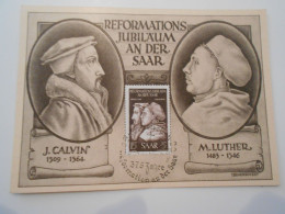 Sarre Fdc, Martin Luther , Johann Calvin 1951 - FDC