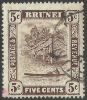 Brunei. 1924-37 View On Brunei River. 8c Chocolate Used Mult Script CA W/M SG 68 - Brunei (...-1984)