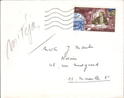 MONACO SEUL SUR LETTRE POUR LA FRANCE 1969 - Brieven En Documenten