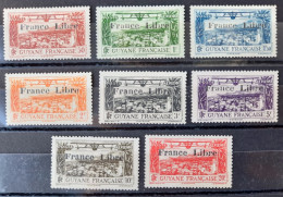 Guyane 1940/42 Non émis Surchargés France Libre PA11A/18A Gomme Coloniale **TB Cote 1200€ RARE Signé - Ungebraucht