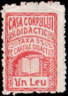 ROUMANIE / ROMANIA - TIMBRE TAXE / REVENUE STAMP : UN LEU - CASA CORPULUI DIDACTIC : TAXA 5% (al410) - Fiscale Zegels