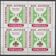 1962 MNH** BLOCK OF 4 PORTUGAL Fraternal Antigos Escoteiros Anciens Scouting Pfadfinder Scouts VIGNETTE CINDERELLA  - Nuovi