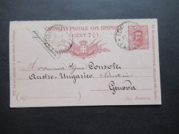 Italien 1890 Ganzsache / Doppelkarte P 19 Stempel Torino - Genova - Entero Postal