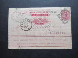 Italien 1893 Ganzsache / Postanweisung Mit Insgesamt 7 Stempeln / L1 Genova Und Andere Stempel - Interi Postali