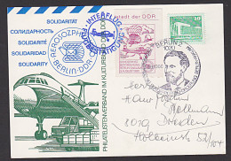 BERLIN-ANKLAM Sonderbeförderung 1980 Mit INTERFLUG Solidarität Ausstellung AEROSOZPHILEX - Postcards - Used