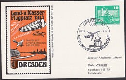 Germany DDR Dresden Land- U. Wasserflugplatz 1913 Ganzsachenkarte 1979 Zeppelin Übigau Zeppelin Taube, Elbe - Postales - Usados