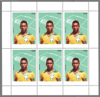 Ajman 1968 Pelé Santos Football Soccer Calcio Sheetlet Of 6 PROOF Stamps Mi. 314 A MISSING GOLD Color MNH** Very Rare - Clubs Mythiques