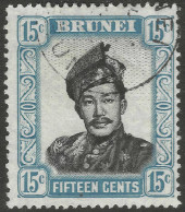 Brunei. 1952-58 Sultan Omar Ali Saifuddin. 15c Used. Mult Script CA. W/M SG 108 - Brunei (...-1984)