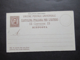 Um 1900 Italien Kolonie / Gebiet Eritrea / Doppelkarte Mit Aufdruck Colonia Eritrea / Ungebraucht - Erythrée