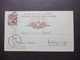 1898 Italien Ganzsache Doppelkarte Stempel Firenze An Die Gebrüder Senf In Leipzig - Postwaardestukken