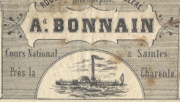 1851  LETTRE DE VOITURE ROULAGE TRANSPORT Ad. Bonnain à Saintes Charente Eau De Vie Alcool Pour Troyes Aube V. SCANS - 1800 – 1899
