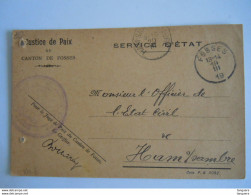 Belgique Service D'état 1919 Justice De Paix Du Canton De Fosses - Ham S/Sambre - Storia Postale