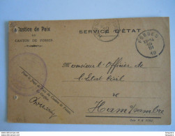 Belgique Service D'état 1919 Justice De Paix Du Canton De Fosses - Ham S/Sambre - Covers & Documents