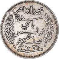 Monnaie, Tunisie, Muhammad Al-Nasir Bey, 50 Centimes, 1917, Paris, SUP, Argent - Tunisie