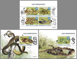 CENTRAL AFRICAN 2022 MNH Snakes Schlangen Serpents M/S+2S/S - OFFICIAL ISSUE - DHQ2318 - Serpents