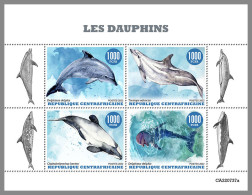 CENTRAL AFRICAN 2022 MNH Dolphins Delphine Dauphins M/S - IMPERFORATED - DHQ2318 - Dauphins