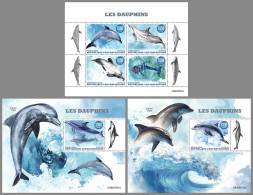 CENTRAL AFRICAN 2022 MNH Dolphins Delphine Dauphins M/S+2S/S - IMPERFORATED - DHQ2318 - Dauphins