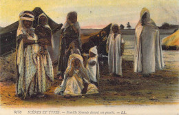 ALGERIE - Scènes Et Types - Famille Nomade Devant Son Gourbi - Carte Postale Ancienne - Scènes & Types
