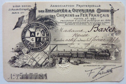 CARTE DE L'ASSOCIATION FRATERNELLE DES EMPLOYÉS & OUVRIERS DES CHEMINS DE FER FRANÇAIS - Membership Cards