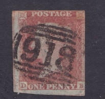 GB Victoria Line Engraved Imperf Penny Red Good Used .   )postmark 918 Worcester?) - Oblitérés