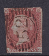 GB Victoria Line Engraved Imperf Penny Red Good Used .   Postmark 52 In A Circle - Oblitérés