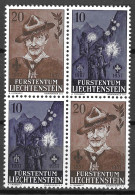 Block Of 4 MNH  LIECHTENSTEIN 1957 BOYS SCOUTS SCOUTING JAMBOREE 50th BADEN POWELL Pfadfinder Reklamemarke Sc# 315-316 - Unused Stamps