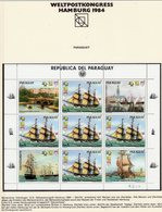 Fregatte Germany 1984 Paraguay 3778 9-KB ** 24€ Philatelie-Salon Hamburg UPU Hoja S/s EXPO Bloc Ship Sheet Bf Philatelic - Esposizioni Filateliche