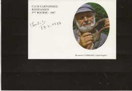 CARTE  DEDICACEE MR LOMBARD ERPETOLOGISTE   ANNEE 1987 - Otros & Sin Clasificación