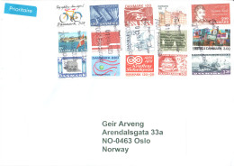 Denmark/Danemark/Dänemark: 15 Stamps On Cover / 15 Timbres Sur Lèttre / 15 Briefmarken Auf Gelaufendem Brief - See Scan - Cartoline Maximum