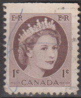 CANADÁ -  1954 - Queen Elizabeth II.  1 C. (sem Dentes Na Parte Superior) (o)  MI CA 290 - Usati
