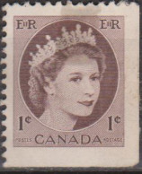 CANADÁ -  1954 - Queen Elizabeth II.  1 C. (sem Dentes Na Parte Inferior E Lateral Direita) (o)  MI CA 290 - Usati