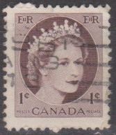 CANADÁ -  1954 - Queen Elizabeth II.  1 C.  (o)  MI CA 290 - Gebraucht