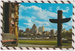 6AI4499 TOTEM POLES AND SKYLINE VANCOUVER CANADA  2 Scans - Vancouver