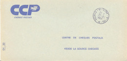 91 EVRY  CENTRE DE TRI  A   Lettre Enveloppe Des CCP Ob26 9 1977 - Handstempel