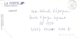 CHEQUES POSTAUX  87 LIMOGES Ob 27 7  1990 Lettre Enveloppe CCP Chèques Postaux  Service BANCAIRE - Manual Postmarks