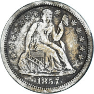 Monnaie, États-Unis, Seated Liberty Dime, Dime, 1857, U.S. Mint, Philadelphie - 1837-1891: Seated Liberty (Liberté Assise)