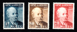 Norvège - Norway - 1951 - 100 Ans De La Naissance Du Poète Arne Garborg- Série De 3 Tp Y&T N° 332/34 Neufs Mint MNH ** - Neufs