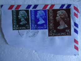 HONG KONG  USED 3  STAMPS  ON PAPER QUEEN   WITH POSTMARK - Other & Unclassified