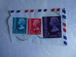 HONG KONG  USED 3 STAMPS  ON PAPER  QUEEN 5$   WITH POSTMARK - Autres & Non Classés