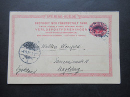 Schweden 1901 Ganzsache / Doppelkarte P 22 Tio Öre Stempel Stockholm Nach Magdeburg Mit Ank. Stempel - Entiers Postaux