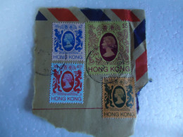 HONG KONG  USED 4 STAMPS  ON PAPER  QUEEN  $ 5,2 ++ - Andere & Zonder Classificatie