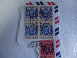 HONG KONG USED 5  STAMPS  ON PAPER  QUEEN $ 2  BLOCK OF 4 - Altri & Non Classificati