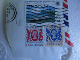 HONG KONG  USED 3  STAMPS  ON PAPER  PRINGER $ SHIPS 1983 - Andere & Zonder Classificatie