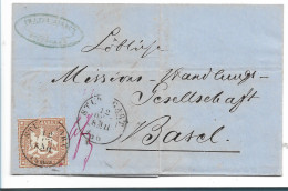 WTB126 / WÜRTTEMBERG Mi.Nr.28a, Geprüft In Besterhaltung 1865, Stuttgart - Basel, 2-Kreisstempel Mit Jahr - Cartas & Documentos