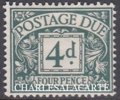 GREAT BRITAIN 1924  GEORGE V  4d. GREY-GREEN  POSTAGE DUE S.G. D 15  LIGHTLY MOUNTED MINT - Impuestos