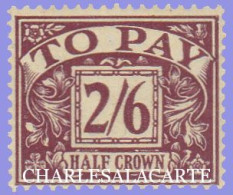 GREAT BRITAIN 1924  GEORGE V  2s.6d. PURPLE/YELLOW  POSTAGE DUE S.G. D 18  LIGHTLY MOUNTED MINT - Impuestos